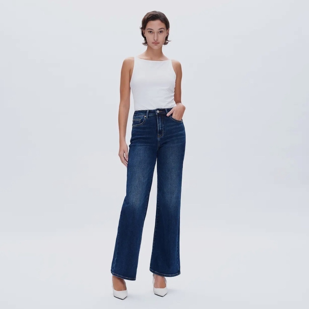 048- High Rise Wide-leg with Finished Hem Jean Dark Wash
